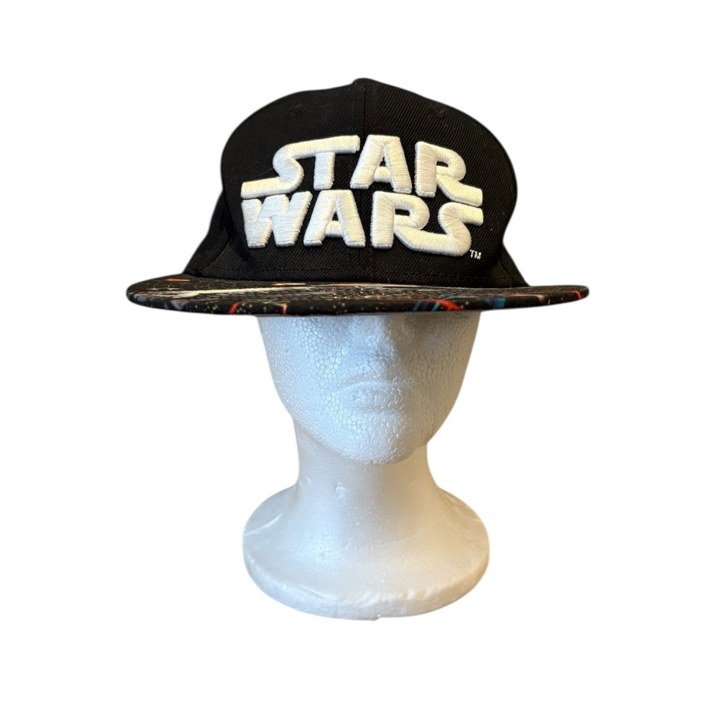 Star Wars Millennium Falcon Snapback Hat Black Space Graphic Flat Bill Cap